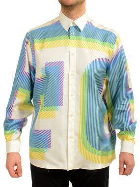 Scuderia Ferrari Printed "Flunga Hologram" 100% Silk Shirt US 2XS IT 44